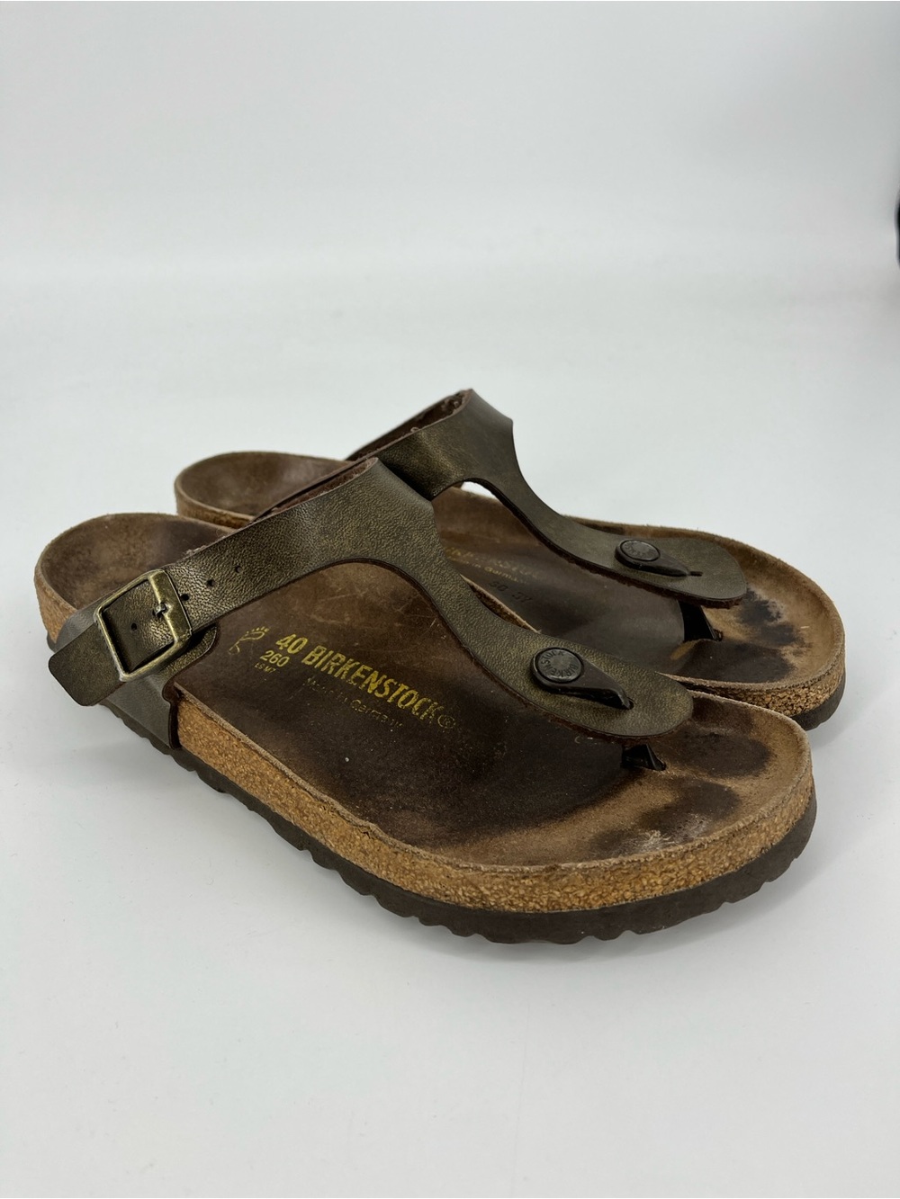 Birkenstock Bronze Gizeh Thong Sandals 40 Women's 9 Leather Comfort Adjustable